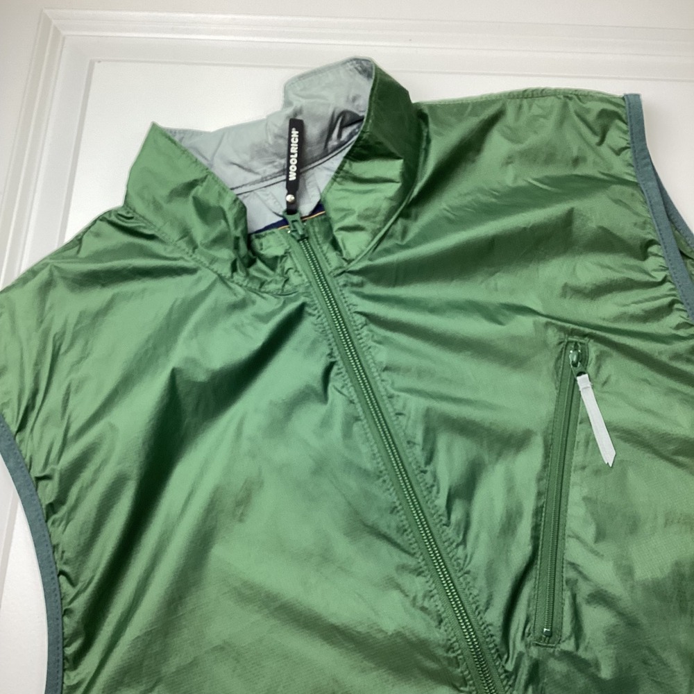 Woolrich John Rich & Bros Mens Green Ripstop Nylon Full Zip Outdoor Vest XL